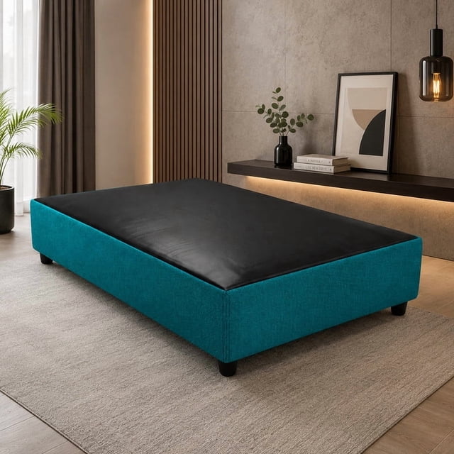 Base de cama tapizada individual bari turqueza Reinicia 21 Muebles