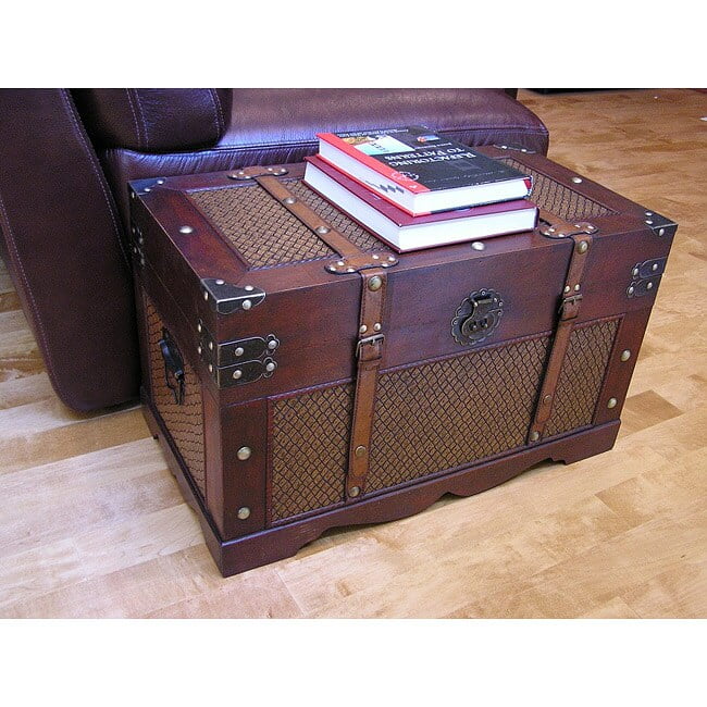 Styled Shopping Ancient City Medium Wood Storage Trunk Wooden Treasure Chest