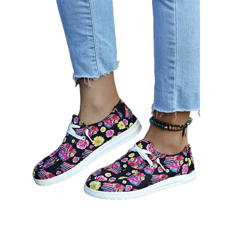 

Shakub Women s Floral Loafers Slip On Pumps Shoes Casual Trainers Sports Flats Sneakers