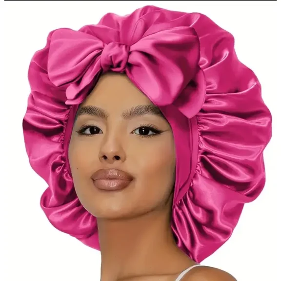 Silk Sleep Bonnet for Women – Lightweight Single Layer Hair Bonnet with Adjustable Tie Band for Curly & Natural Hair by ROHAJSHOP