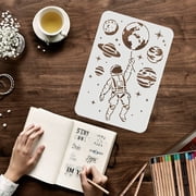 Astronaut Stencils Plastic Outer Space Theme Drawing Painting Stencils Planet Earth Star Pattern Wall Stencils Reusable Stencils