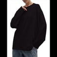 thumbnail image 3 of Camisetas de Larga Extragrandes para Mujer 2025, Camisetas Básicas de Cuello Redondo, Tops de Otoño, Ropa Informal de Entrenamiento Y2K Negro L, 3 of 9