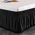 thumbnail image 2 of Exclusivo Mezcla Pom Pom Bed Skirt with Adjustable Elastic Belt, Easy Wrap Around Dust Ruffles with 16 Inch Tailored Drop, Wrinkle and Fade Resistant, (Full, Black), 2 of 6