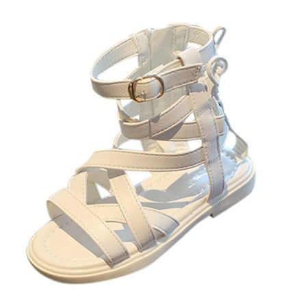 

Wesracia Girls Sandals Toddler Kids Baby Girls Solid Rubber Sandals Non-Slip Shoes Cross Sandals
