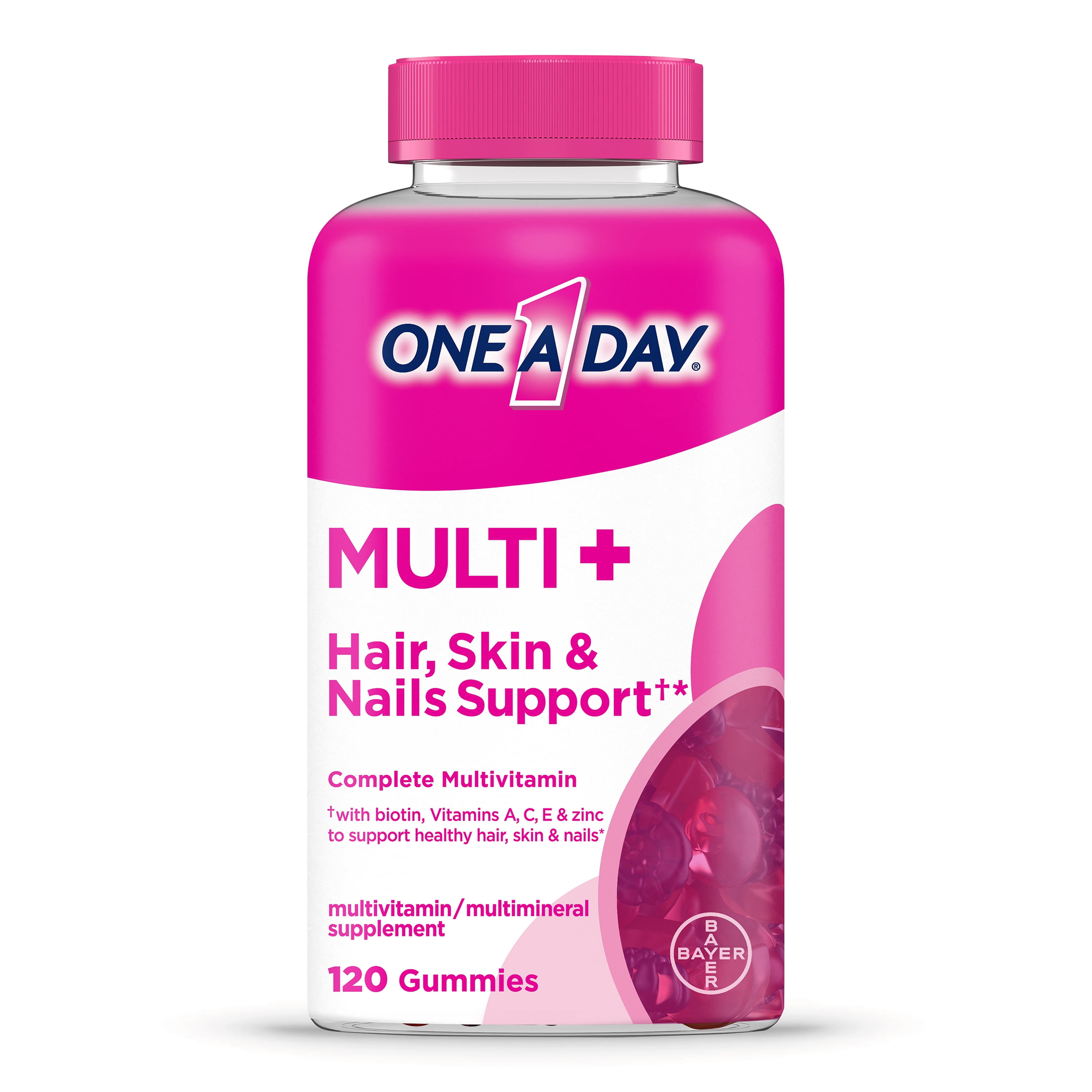 One A Day MULTI+ Hair, Skin & Nails Support Gummy Multivitamin, 120 Count -  
