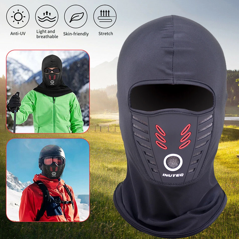FLINT - 2Pack Mens Balaclava Ski Full Face Mask Uv Protection Motorcycle Hood Helmet Hat