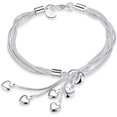 thumbnail image 1 of Cadena de cinco líneas de plata de ley 925 con brazalete de cinco corazones, 1 of 5