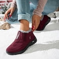 thumbnail image 3 of Womens Snow Boots Casual Furry Lined Slip on Booties Platform Loafers Antislip Winter Outdoor Walking Shoes Red Size 7, 3 of 6