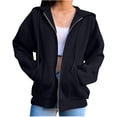 thumbnail image 1 of Sudadera con cremallera informal a la moda con capucha y estampado navideño para mujer, blusa, abrigo Fridja  fksj4767, 1 of 5