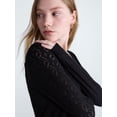thumbnail image 4 of Scoop Women's Pointelle Knit Cardigan Sweater with Long Sleeves, Lightweight, Sizes XS-XXL, 4 of 5