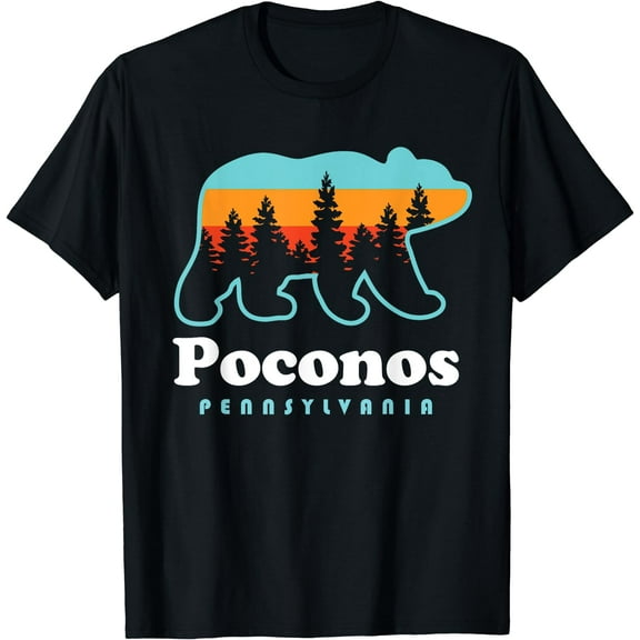 Poconos Pennsylvania Bear Sunset Vacation T-Shirt