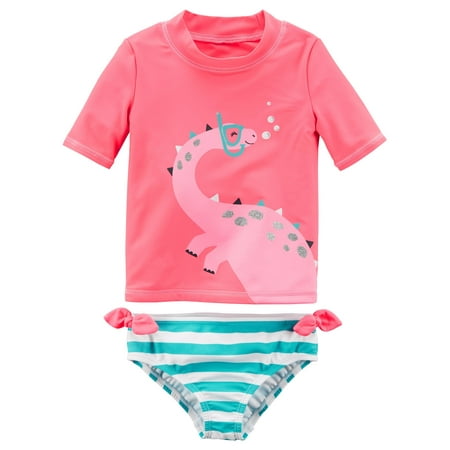 Carter's Baby Girls' 2-Piece Dinosaur Rashguard Bathing Suit Set- 3 Month