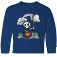 thumbnail image 3 of Inktastic Halloween Trick or Treating Cute Grim Reaper Long Sleeve Youth T-Shirt, 3 of 5