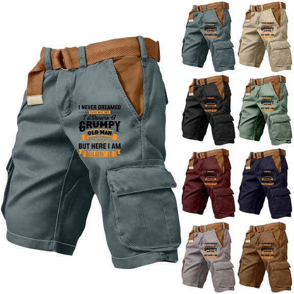 Big And Tall Cargo Shorts For Men With Elastic Waist And Drawstring Featuring Durable Cotton Blend Fabric In Classic Khaki Olive Black Navy Black L