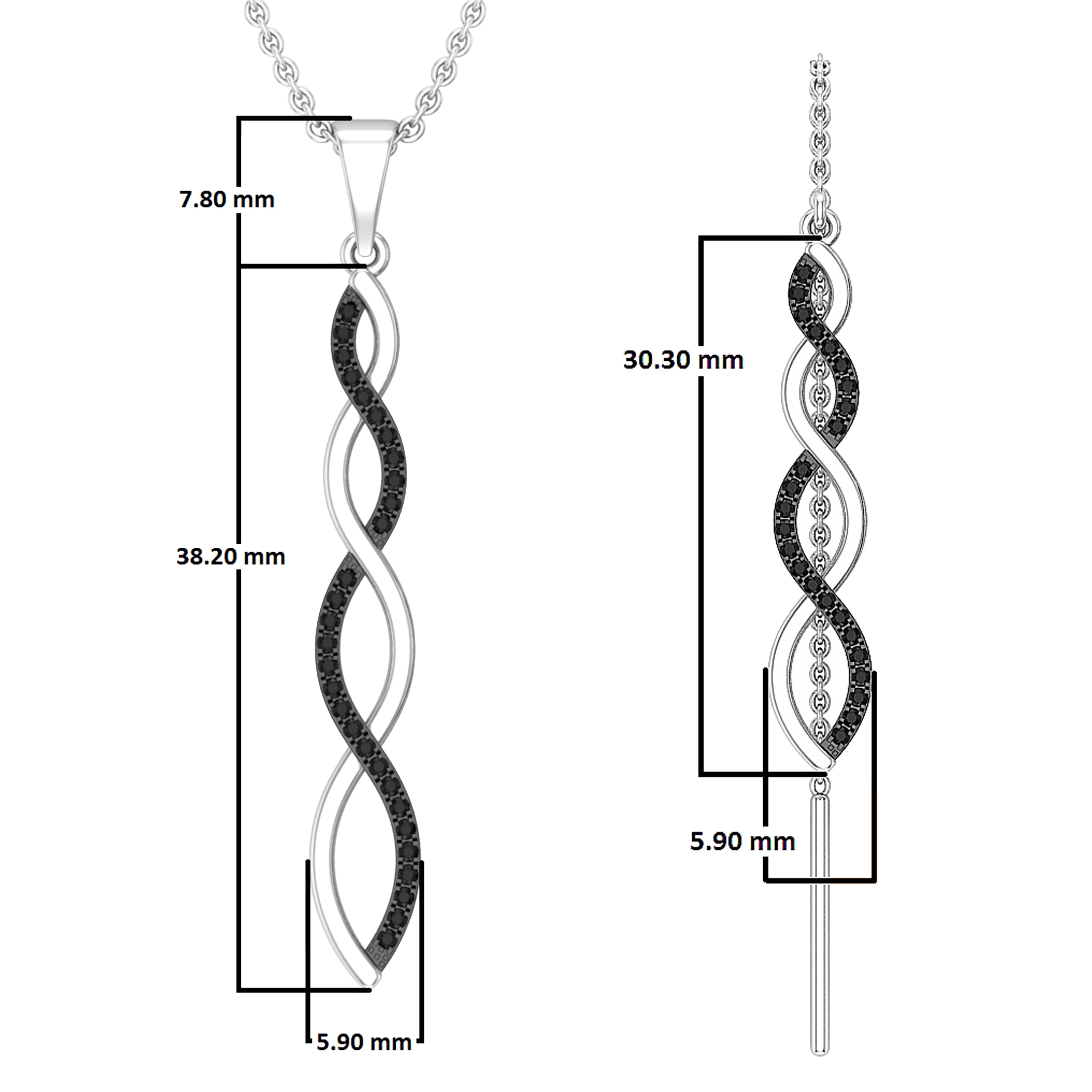 Dazzlingrock Collection Round Black Diamond Swirl Infinity Earring & Pendant Set for Women (0.50 ctw, Color Black, Clarity Opaque) in 14K White Gold