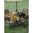 thumbnail image 4 of Outdoor Tablecloths with Umbrella Hole & Zipper, Spring Dog 54x54 Inch Square Tablecloths, Black Watercolor Botanical Floral Sunflower Waterproof Table Cloth, Patio/Pool/Picnic Table Covers, 4 of 8