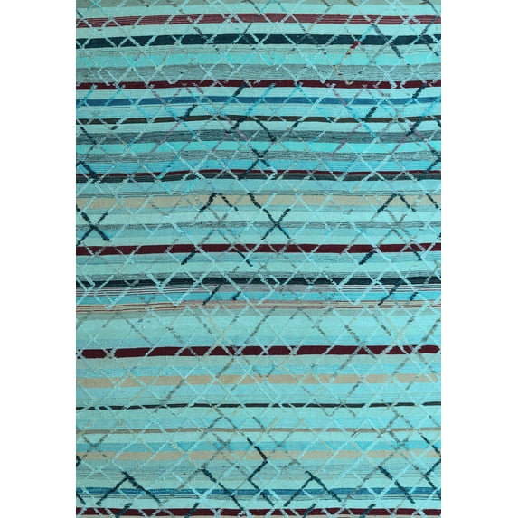 Ahgly Company Indoor Rectangle Abstract Light Blue Modern Area Rugs, 2' x 5'