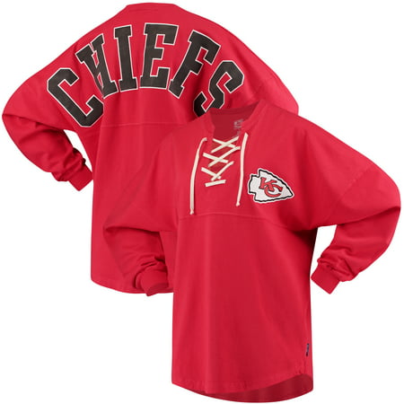 Kansas City Chiefs NFL Pro Line by Fanatics Branded Women's Spirit Jersey Long Sleeve Lace Up T-Shirt -