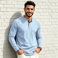 thumbnail image 6 of Men's Henley Waffle T-Shirt Long Sleeve Casual Lightweight Pullover Shirts Soft Stretch Tees for Business Golf,XS, 6 of 8