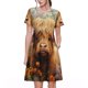 thumbnail image 1 of Balery Cute Floral Cow Vestidos sueltos de manga corta para mujer, vestidos de verano 2025, vestidos casuales de corte A con vuelo., 1 of 6