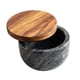 thumbnail image 1 of Tarro de mármol con tapa de madera de Acacia, tarro de sal de mármol, tarro de condimentos, tarro de almacenamiento negro + cuchara, 1 of 5