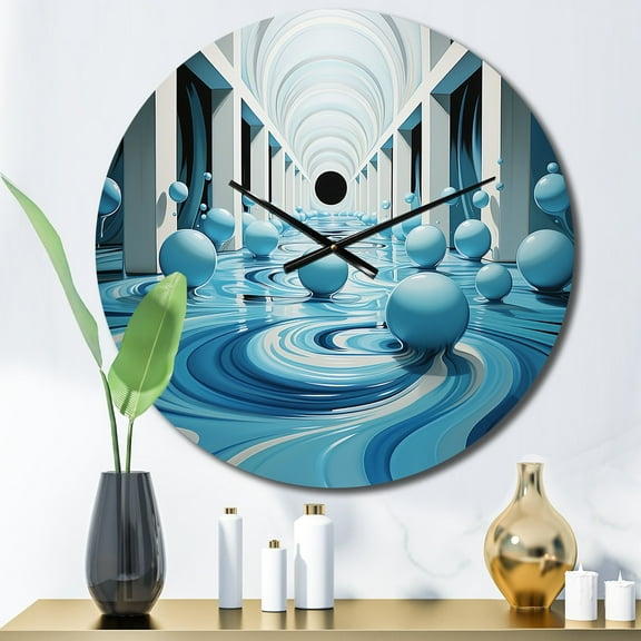 Designart "Focused Blue Op Art A Visual Journey IV" Abstract Oversized Wall Clock