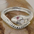 thumbnail image 4 of LBG British Made 14k White Gold Natural Opal & Ruby Womens Band Ring - 33 size options - Size 5, 4 of 6