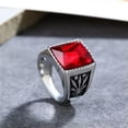 thumbnail image 6 of QQTDFG Mens Stainless Steel Red Black Stone Marijuana Leaf Ring Band Size 7-13-Black Red-10, 6 of 7