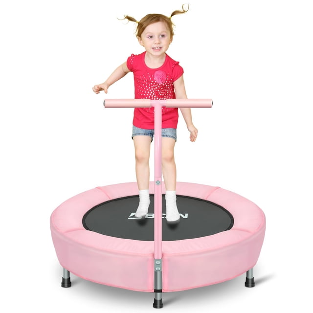 Trampolín BCAN Mini plegable de 91 cm con asa para 2 a 5 años, color rosa