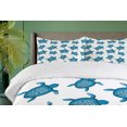 thumbnail image 4 of Ambesonne Turtle Duvet Cover Sets, Aboriginal Art Sea Creature, 2-Queen, Petrol Blue and White, 4 of 7
