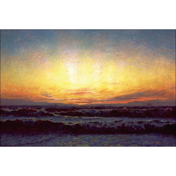 24"x36" Gallery Poster, North Sea in stormy weather. After sunset by Laurits Tuxen 1909