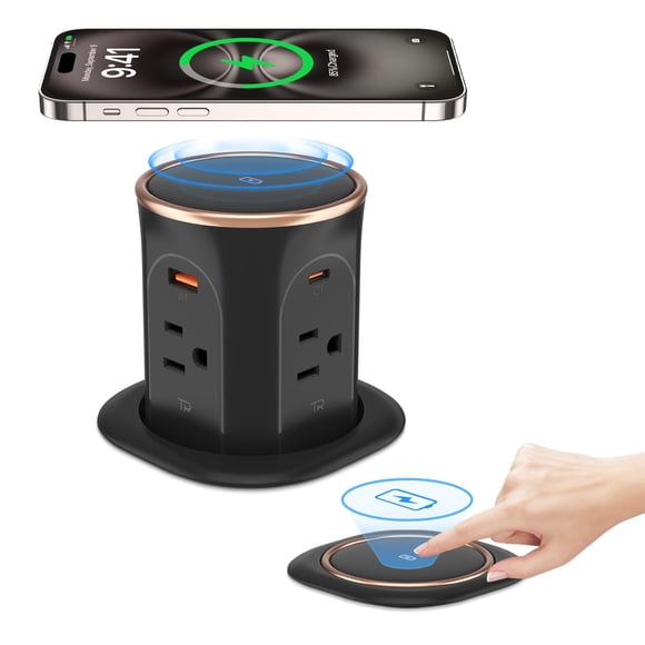 Receptáculo plegable motorizado para encimera con cargador inalámbrico