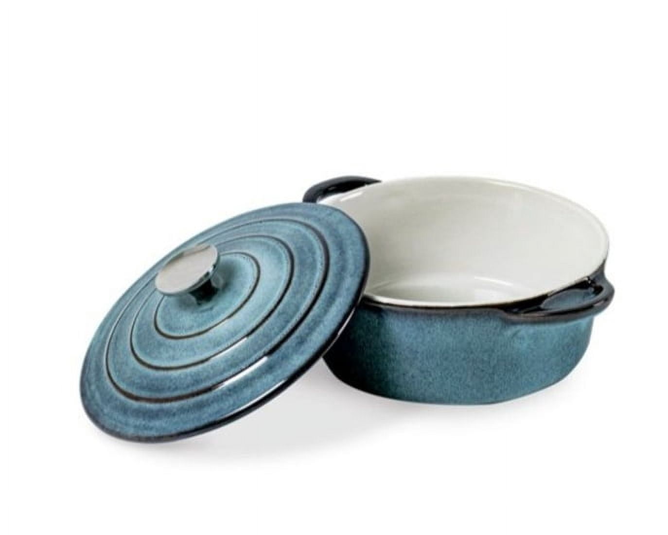 11.75" Round Reactive Covered Casserole Dishwasher, Deep Casserole Cookware Set, Table Stoneware Round Serving Dish for Dinner and Party