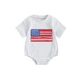 thumbnail image 2 of Musuos Baby Boys Summer Romper 3M 6M 12M 18M 4th of July Outfit Flag Embroidery Short Sleeve Crewneck Jumpsuit Independence Day clothing, 2 of 9
