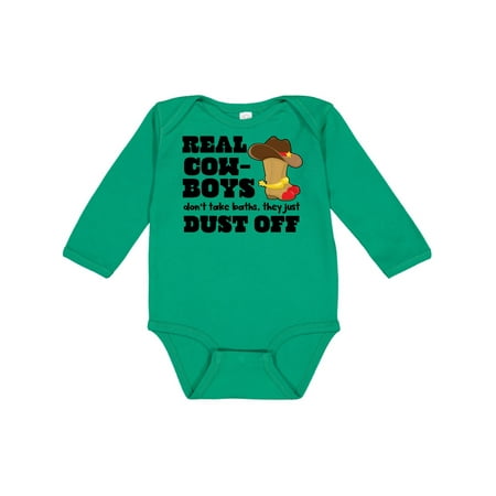 

Inktastic Boys Real Cowboys Don t Take Baths They Dust Off Gift Baby Boy Long Sleeve Bodysuit
