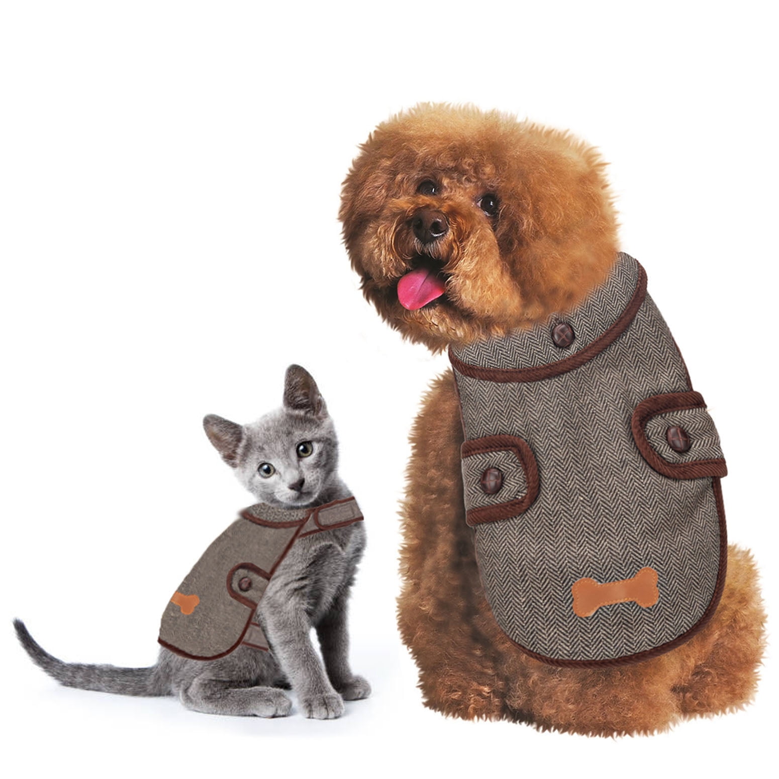 FidgetGear Pet Dog Soft Warm Vest Winter Clothes Jacket Puppy Chihuahua Cat Coat Costume Coffee XS