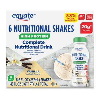 Equate High Protein tional Shakes, Vanilla, 8 oz, 6 count