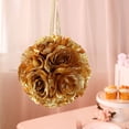 thumbnail image 3 of BalsaCircle 2 Gold Roses 7" Kissing Flower Balls Pomander Wedding Hanging Decorations, 3 of 8