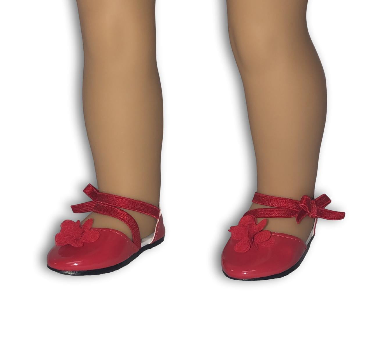 American Girl Doll Rose Bow Flat Shoes Janie and Jack for 18-inch Dolls (Doll not Included)