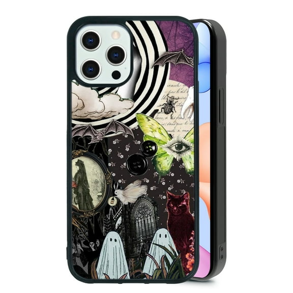 Halloween Ghost for iPhone 16 Pro Max Case, Cute Aesthetic Fashion Jigsaw Puzzle Shock-Absorbent Protective,Black