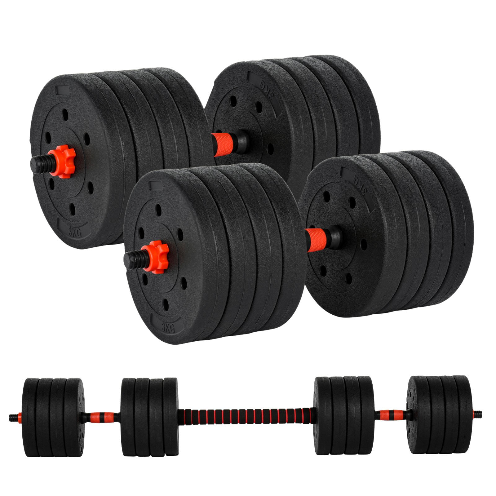 Popsport Adjustable Dumbbell Series Fitness Dumbbell Standard Adjustable Dumbbell with Handle and Weight Plate for Home Gym System Building Muscle 