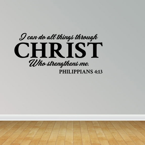 Wall Decal Quote I Can Do All Things Through Christ Who Strengthens Me Philippians 4:13 Vinyl Sticker Home Decor PC514