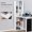White + Particle Board, variant on Space Saving Wall Mount Desk Cabinet: Fold-out Convertible Writing Table with Blackboard and Side Shelf, Multi-Function Home Office Workstation, White