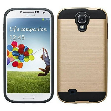 Galaxy S4 Case, Slim Hybrid Dual Layered [Shock Resistant] Case Cover for Samsung Galaxy S4 - Brush