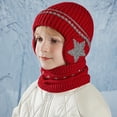 thumbnail image 3 of Kids Winter Hat and Scarf Set, Fleece Lined Knit Beanie with Ear Flaps, Warm Neck Warmer, Toddler Snow Accessories Set for Boys Girls 5-14 Wine, 3 of 4