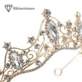 thumbnail image 2 of SHISUYAN Impressive Rhinestone Crown Golden White For Women Party Performance 1Set 5.3x6.4in, 2 of 9