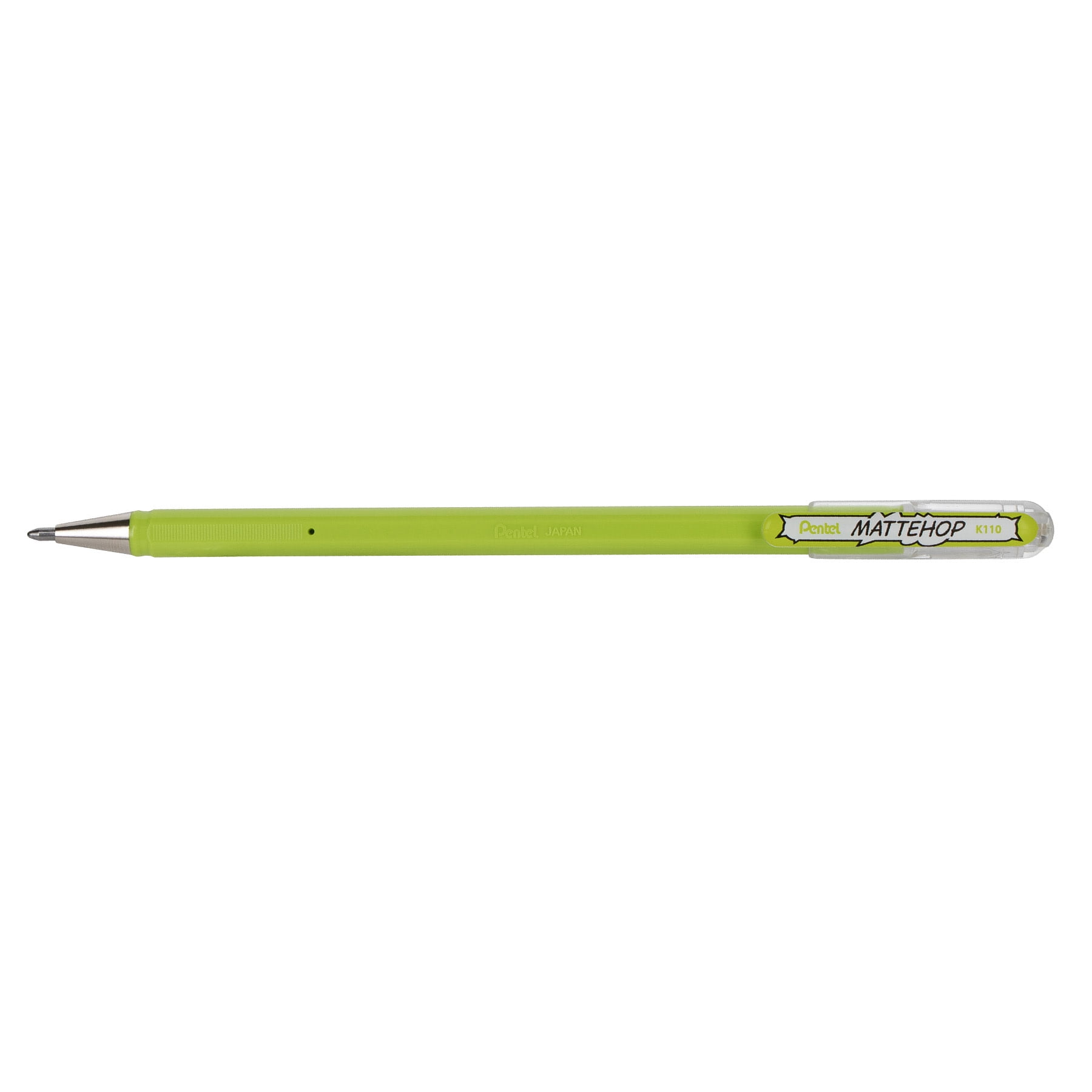 Pentel Arts Hybrid MATTEHOP Gel Roller, 1.0mm, Matte Yellow Green Ink, Pack of 12