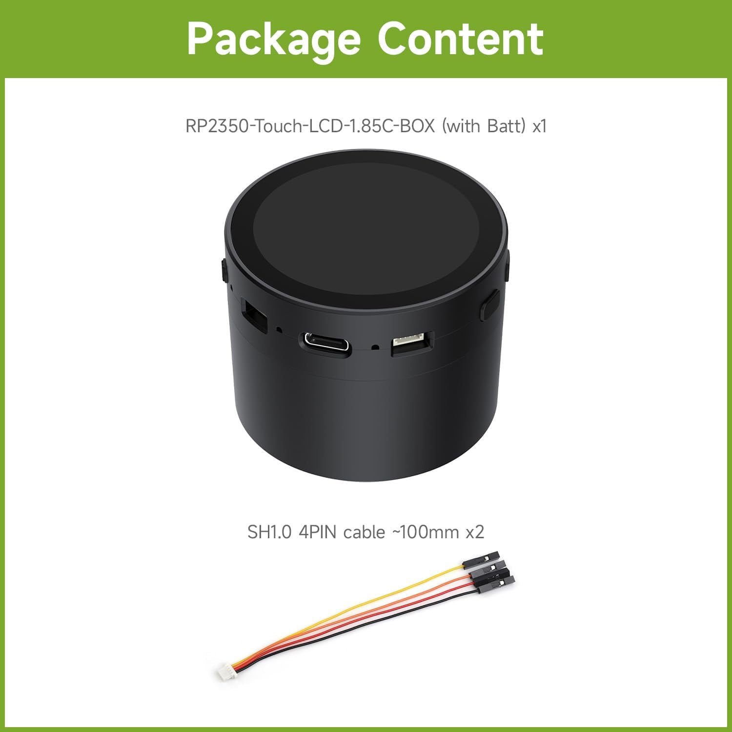RP2350 1.85inch Round LCD Development Board, 360×360, 65K Color, Dual-core and Dual-Architecture Design, with Speaker Box and 3.7V Lithium Batt