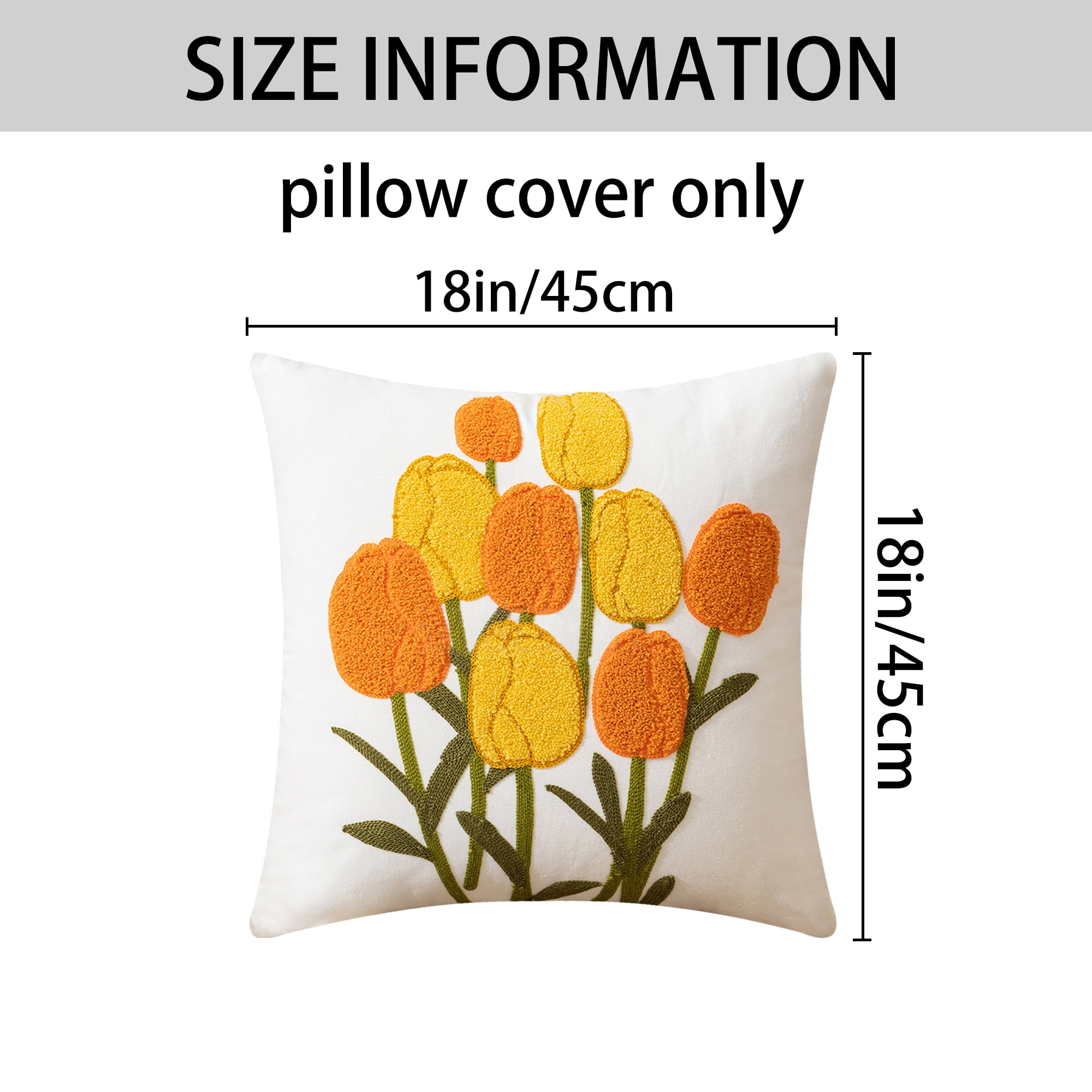 Unique Bargains Set of 2 Floral Embroidered Throw Pillow Covers Flower-3 18" x 18"