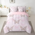 thumbnail image 2 of jejeloiu Chic Butterfly Twin Bedding Sets 7-Piece,Rustic Flower Floral Bedding Comforter Set,Pink Purple Sheet Sets For Girls,Super Cozy Room Decor Reversible, 2 of 8